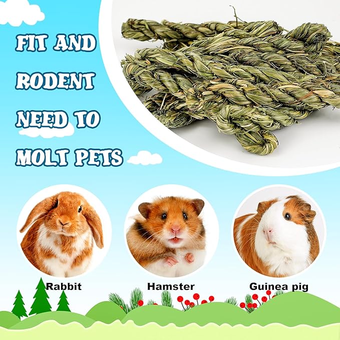25pcs Rabbit Timothy Hay Toy for Bunny Small Animal Treats Natural Grass Stick Chew Toys Snacks Molar Teeth Grinding for Guinea Pigs Chinchillas Hamsters