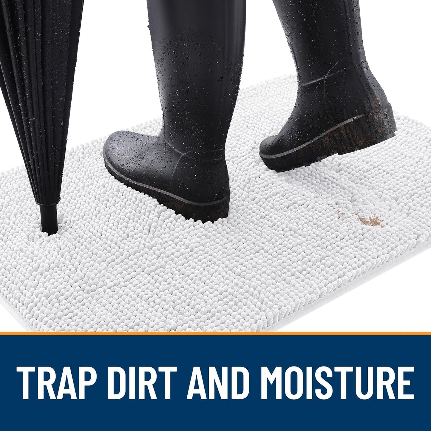 OLANLY Dog Door Mat for Muddy Paws 44x32, Absorbs Moisture and Dirt, Absorbent Non-Slip Washable Doormat, Quick Dry Chenille Mud Mat for Dogs, Entry Indoor Entryway Carpet for Inside Floor, White