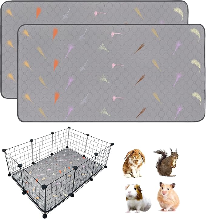 2Pcs Guinea Pig Cage Liners,Guinea Pig Fleece Cage Liners24''X36'' Super Absorbent Washable Pee Pads Reusable for Rabbit Hamster Chinchilla