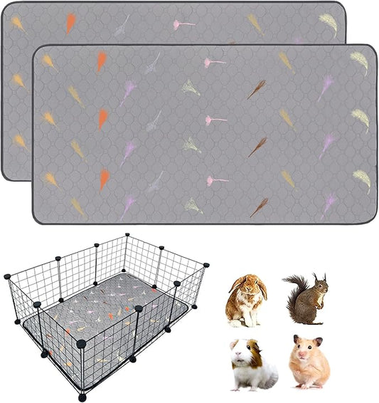 2Pcs Guinea Pig Cage Liners,Guinea Pig Fleece Cage Liners24''X36'' Super Absorbent Washable Pee Pads Reusable for Rabbit Hamster Chinchilla