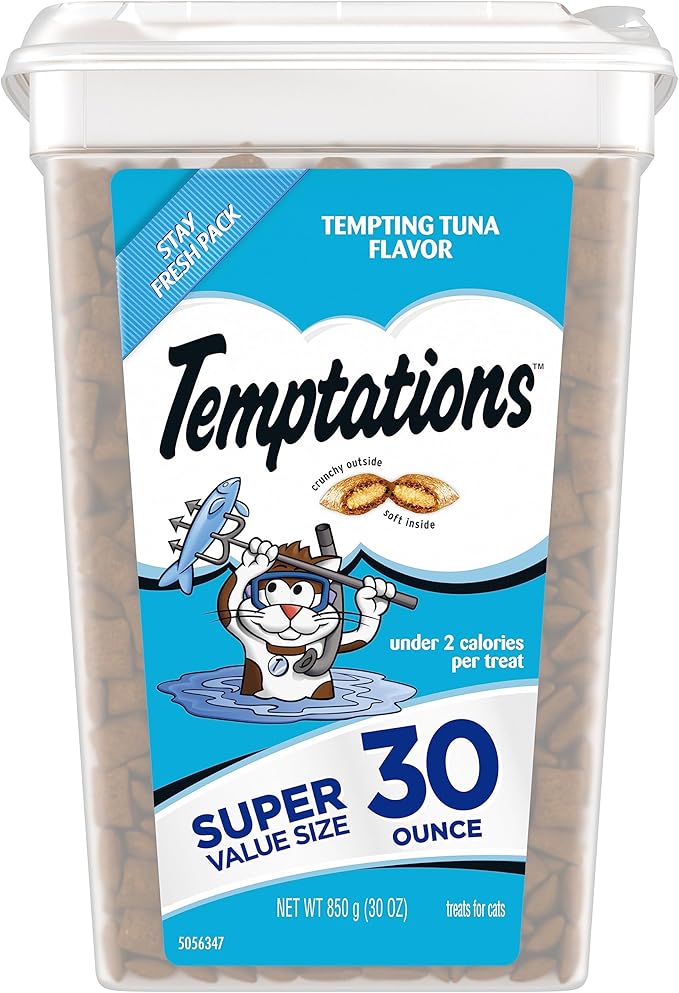 Temptations Classic Crunchy and Soft Cat Treats Tempting Tuna Flavor, 30 oz. Tub