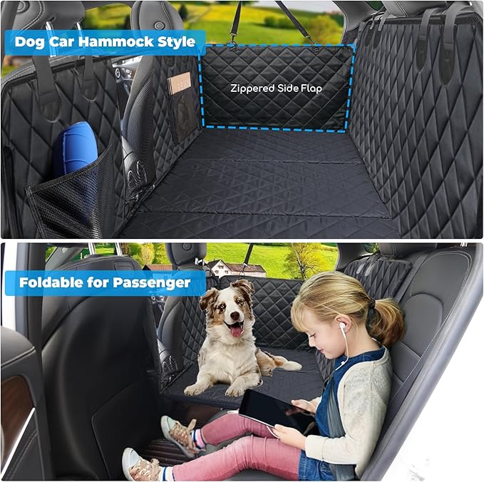 URPOWER XL Dog Back Seat Extender for Crew Cab Truck, Hard Bottom Dog Car Seat Cover Waterproof Dogs Car Hammock Pet Backseat Bed, Pet Truck Accessories for F150 / RAM 1500/ Tundra Crew Cab