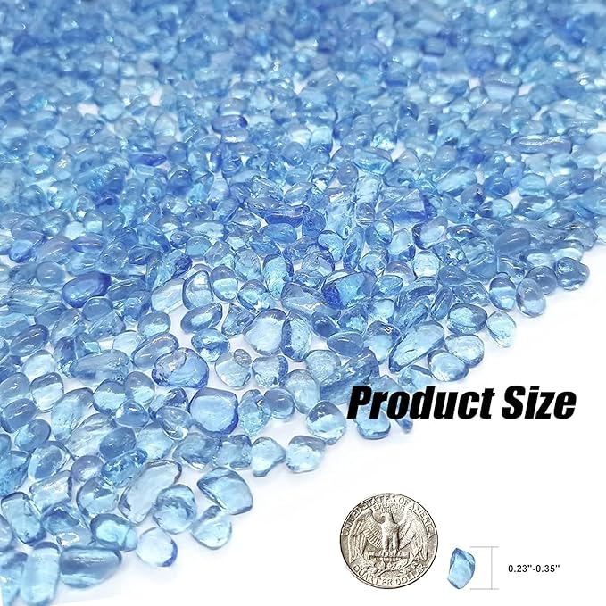 Keedolla 3 Lb Aquarium Glass Pebbles Stones, Sea Blue Glass Pebbles Marble Aquarium Fish Tank Rocks Gravel for Turtle Tank, Vase Fillers, Christmas Decoration - Light Blue