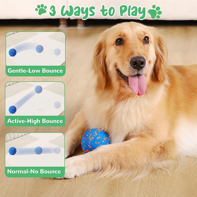 Smart Interactive Dog Toys,Vibrating Dog Ball,Dog Chew Toys,Balls for Dogs，Chew-Proof Shell,Automatic Moving/Bouncing/Rotating, E-TPU Material,Ip68 Waterproof