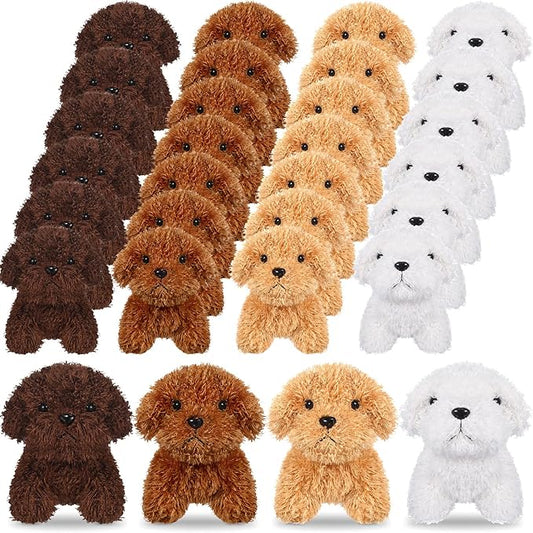 HyDren 30 Pcs 4.72 in Puppy Dogs Stuffed Animals Bulk Adopt a Puppy Mini Stuffed Plush Soft Puppies Dog Fluffy Plush Animal for Kids Baby Girls Boys Birthday Gifts Indoor Adoption Event(Multicolor)