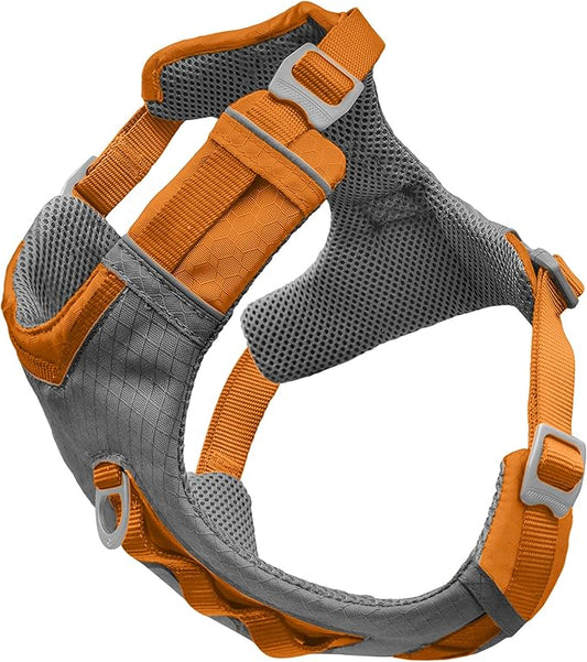 Kurgo Journey Air Dog Harness - Secure Fit for Active Dogs - Padded Chest - Lightweight Ripstop Fabric - Breathable Mesh - Reflective Trim - Back Assist Handle - Orange - X-Large