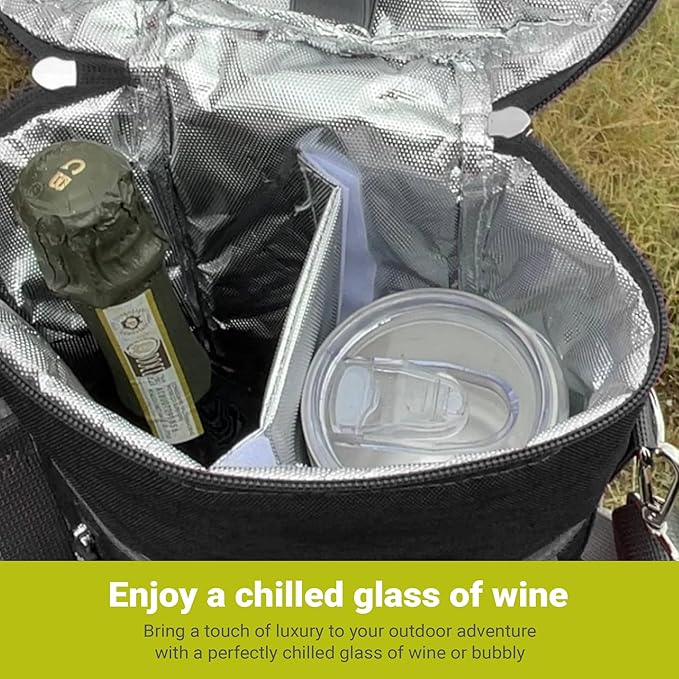 meori 2-Bottle Insulated Wine Tote + Tumbler Set with Lids Bundle Gifts for Wine Lover | Lava Black