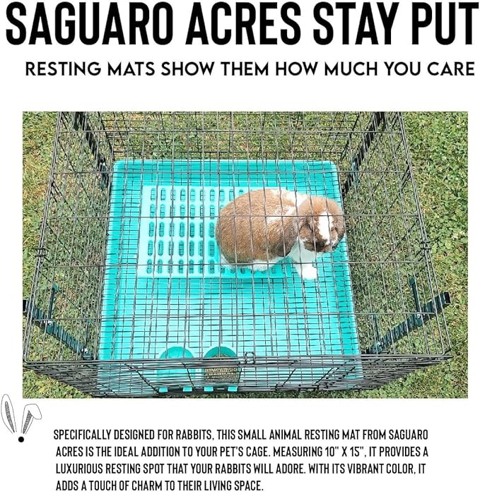 Saguaro Acres Rabbit and Small Animal Cage Resting Mat for Wire Floored Cages 2 Pack (Pink & Teal)