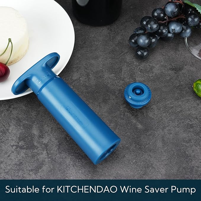 KITCHENDAO Wine Saver Vacuum Stoppers for Wine Bottles,Keep Wine Fresh for Up to a Week with Airtight Seal,Suitable for KITCHENDAO Wine Saver Pump,Set of 2 (Blue)