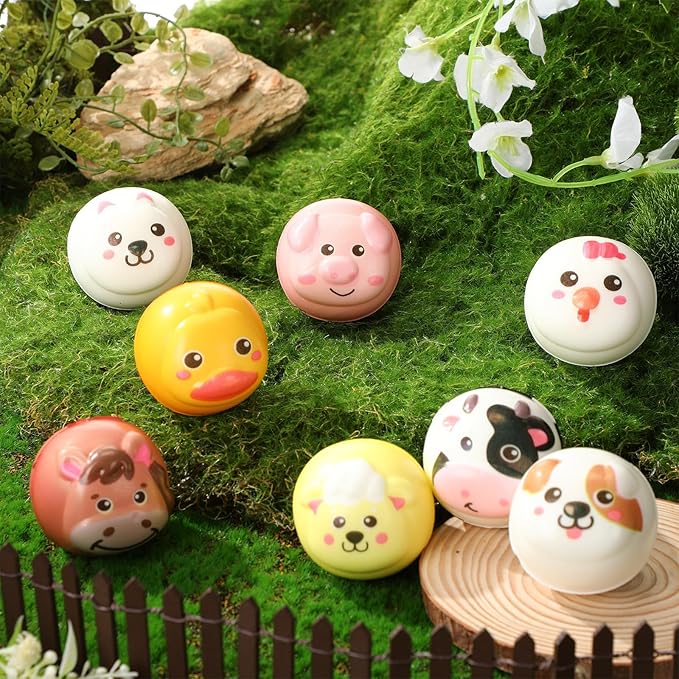 HyDren 48 Pcs Animal Stress Balls Bulk 2'' Cute Farm Animal Party Favors Baby Shower Squeeze Ball Mini Foam Stress Fidget Toys with Bag for Kids Adults Christmas Birthday School Gift, 8 Styles