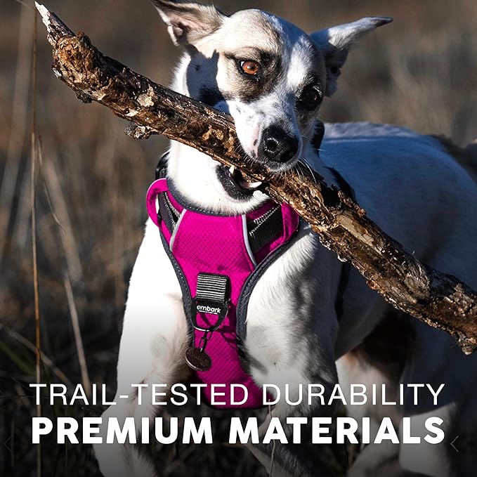 Embark Adventure Dog Harness, Reflective Trim No Pull Dog Harnesses for Small Sized Dogs - Military Grade Nylon, Front Clip with Gel Lined Handle.
