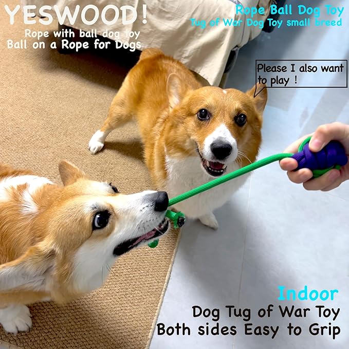 Tug of War Dog Toy Small Breed,Durable Dog Ball with Rope for Agreessive Chwers,4-Pack Rope with Ball Attached for Small and Medium Breed 0-80 Pounds,Puppy Interactive Toy