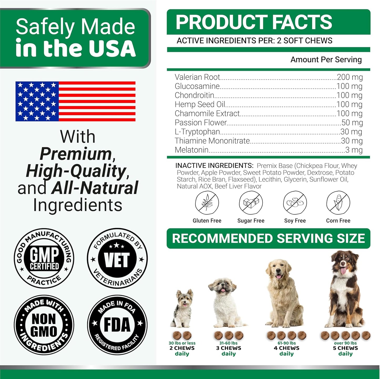 Hemp Calming Chews for Dogs - Advanced Dog Calming Chews - 170 Treats - Anxiety Relief Treats - Hemp Oil - Separation Aid, Stress, Hip and Joint Supplement for Canine Health Support - Beef Flavor