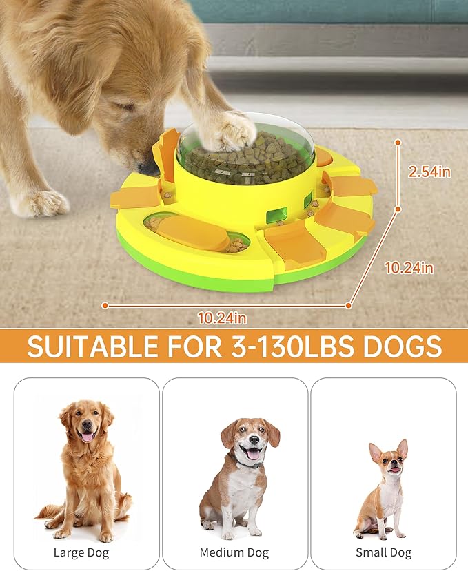 Dog Puzzle Toy Mental Stimulation - Level 2 in 1 Dogs Food Puzzles Toys, Dog Treat Puzzle Feeder (Intermediate-Green Push)