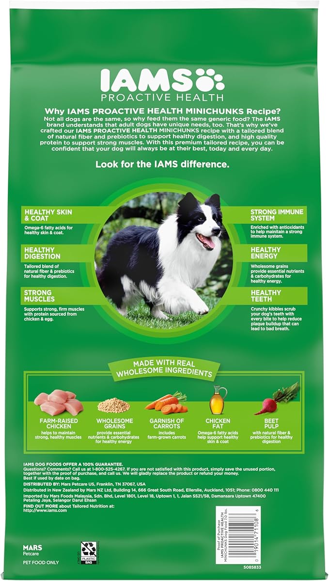 IAMS Proactive Health Minichunks Adult Dry Dog Food with Real Chicken, 7 lb. Bag