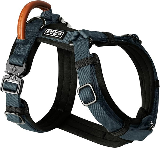 MADE TO ROAM Premium Explorer Harness - Y-Shaped Dog Harness with Adjustable Durable Nylon, Soft Padding, Metal Buckles and Leather Handle for Small, Medium, Large Dogs (Colorado Nightsky, Size 5)