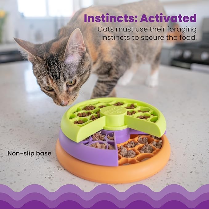 Catstages Kitty Lickin' Layers 3-Tier Interactive Cat Slow Feeder Treat Puzzle Toy, Dry or Wet Food, Mental Stimulation, Foraging, 6.6 inches, 80+ Compartments