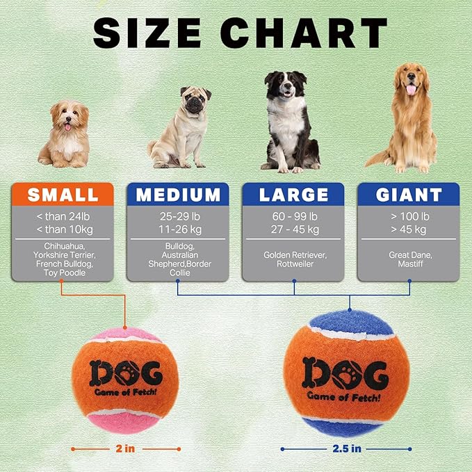 AMA SPORT Squeaky Tennis Balls for Dogs 2.0" Small Dog Tennis Balls for Throwing and Fetching Dog Toys for Training, Exercise, High Bouncing 4 Pack (Orange Blue)