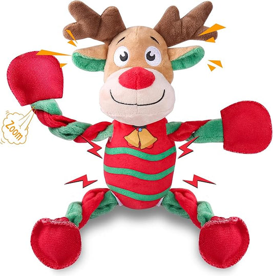 Squeaky Dog Toys, Dog Chew Toys with Crinkle Paper for Puppy, Small, Medium, Large Dogs, Interactive Pet Holiday Toys for Training and Reducing Boredom