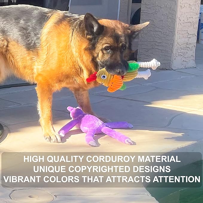 Jalousie Multipack Dog Squeaky Toys Strong Almost Indestructible, with Added Liner for Longer Play Dog Chew Toys (Medium to Large Breeds, 5 Pack Corduroy)