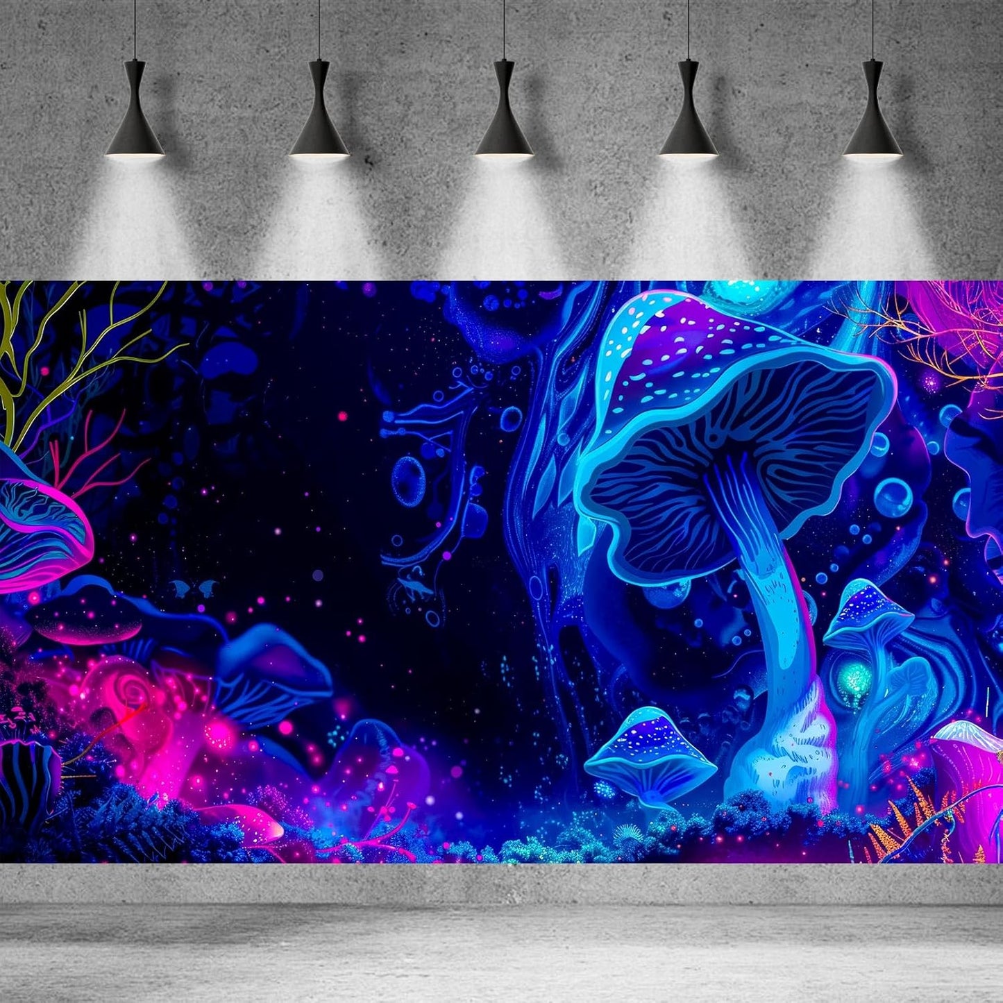 Fantasy Mushroom Forest Aquarium Background Abstract Cartoon Mushroom Reptile Tank Backgrounds Vibrant Jungle Mushrooms Theme Fish Tank Background Magic Mushrooms Reptile Enclosure Backgrounds 60x24in