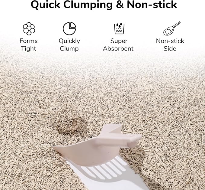 FUKUMARU Mixed Tofu Cat Litter, Strong Clumping Cat Litters, Effective Oder Control, Dust Free and Ultra Absorbent Flushable Bentonite White Tea Cat Litter, Direct to Toliet, 24 LB(4 Packs)