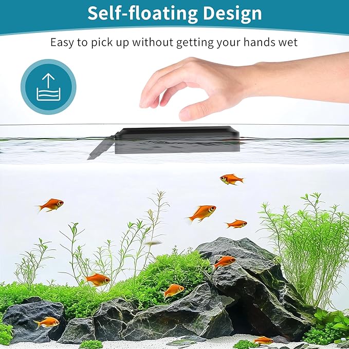 hygger Aquarium Magnet Glass Cleaner, Magnetic Fish Tank Cleaner with 2 Blades For Glass and Acrylic Aquariums, Aquarium Algae Scraper with Super Strong Magnet for Fish Tanks 0.3-0.6Inch Thickness (L)