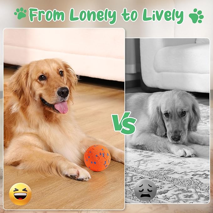Smart Interactive Dog Toys,Vibrating Dog Ball,Dog Chew Toys,Balls for Dogs，Chew-Proof Shell,Automatic Moving/Bouncing/Rotating, E-TPU Material,Ip68 Waterproof