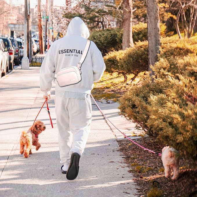 Dog Treat Pouch, Removable Treat Pouches Pet Training Pouch, Hand Free Dog Walking Bag with Carabiner, for Puppy Travel or Outdoor Use (Pink)