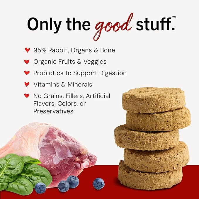 Stella & Chewy's Freeze-Dried Raw Dinner Patties - Absolutely Rabbit Recipe - High Protein Grain-Free Puppy & Dog Food - Perfect For Picky Eaters - 5.5 oz