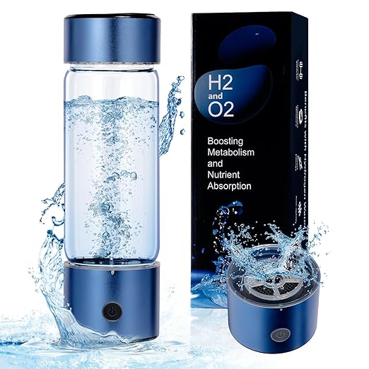 Hydrogen Water Bottle Portable Rechargeable Hydrogen Water Bottles Generator 3 Min Quick Electrolysis Hydrogen Rich Water Bottle Suitable for Travel Office Exercise Daily Drinking Blue