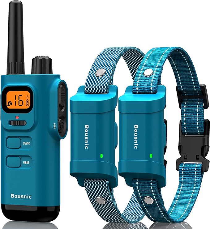 Bousnic Dog Training Collar with Remote - 4000ft Waterproof Dog Shock Collars 2 Dogs for Large Medium Small Dogs Rechargeable E Collars for Dogs Training with Beep Vibration Humane Shock(1-16) Mode