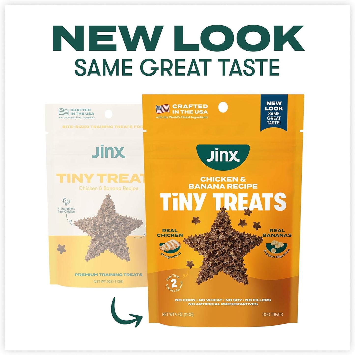 Jinx Chicken & Banana Training Treats for Dogs and Puppies, Low-Calorie, All Natural, Slow-Smoked Real Chicken, No Fillers 4oz, 6 Pack