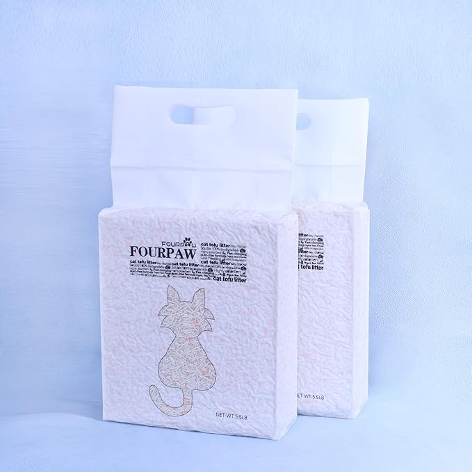 Tofu Cat Litter Hilton Floral Scent 5.5 Lbs X 2 Bags, Can Flush Down Toilets or drains, Low Tracking Cat Litter 1.8mm Pellets.