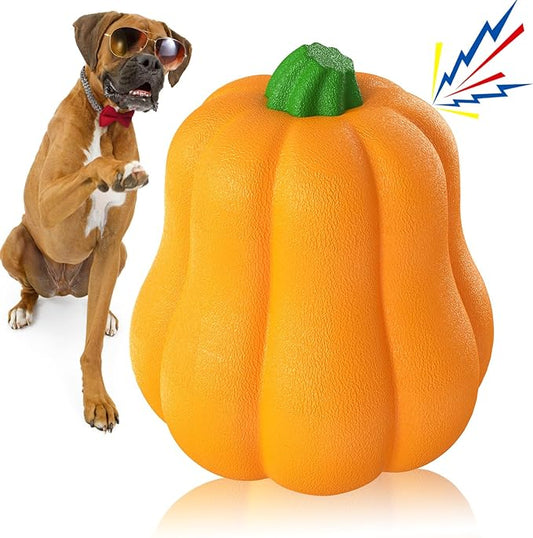 LiuMelinda Dog Chew Toys for Aggressive-Chewers - Indestructible Dog Toy for Aggressive Chewer，Tough Chew Toys for Dogs （Rubber Orange-Pumpkin）