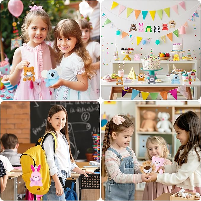 Sofier 12 Packs Mini Stuffed Animals Bulk Party Favors For Kids Treasure Box Toys Classroom Plush Toys Claw Machine Key Chains Carnival Prizes Small Valentine Halloween Christmas Gifts Stocking