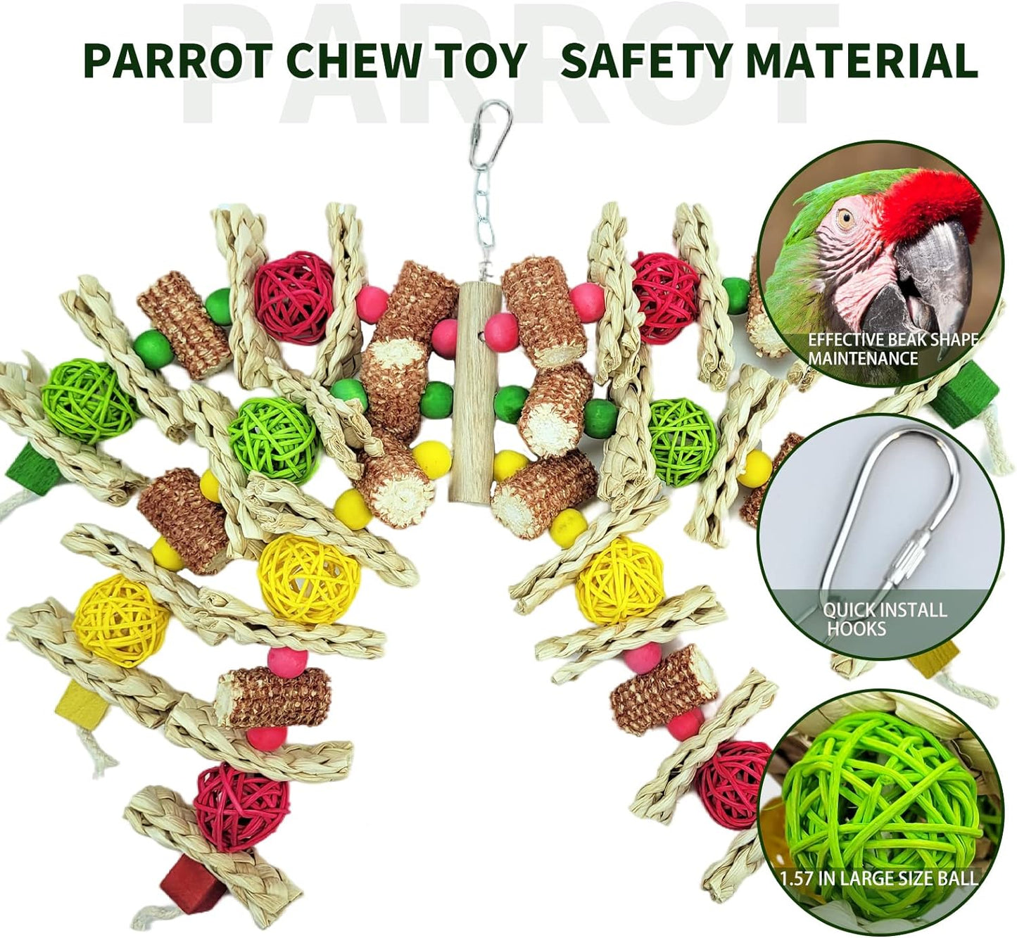 Parrot Toys, Natural Corncob Bird Chew Toys for Small and Medium Macaws, African Grey Parrots, Amazon Parrots Bird Cage