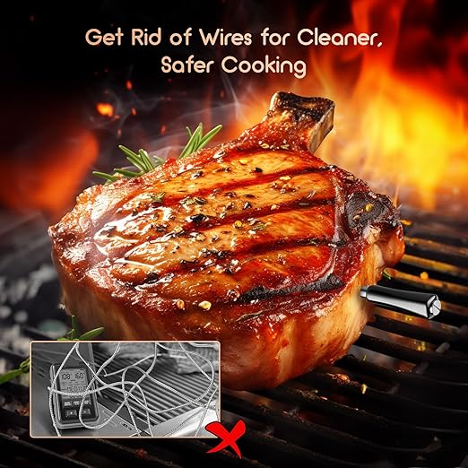 INKBIRD Wireless Meat Thermometer INT-11X-B, Bluetooth Meat Thermometer for Grilling and Smoking, App Remote Control, IP67 Waterproof, 25 Hours of Continuous Cooking, Stylish Gift for Men Women