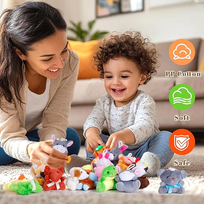 38 Pack Mini Stuffed Animals, Small Stuffed Animals Bulk, Plush Bulk Keychain for Kids, Classroom Treasure Box, Claw Machine Toy, Easter Basket Stuffers, Carnival Prizes Gift