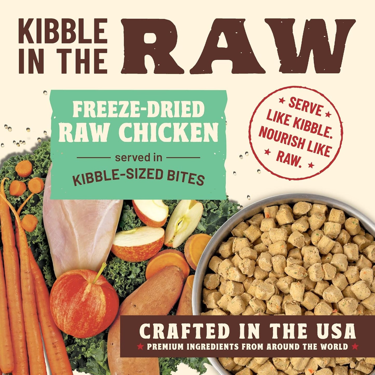 Primal Kibble in The Raw, Freeze Dried Dog Food, Chicken, Scoop & Serve, Made with Raw Protein, Whole Ingredient Nutrition, Crafted in The USA, Dry Dog Food 5.4 lb Bag