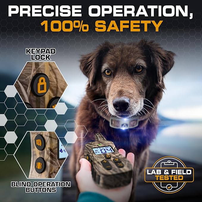 INVIROX Shock Collar for Dogs [Ultra K9 Hunting Series] 124 Training Levels, 4 Powerful Modes with Night-Light and ¾ Mile Range 100% Safe Dog Training E Collar for Large Dogs IP67 Waterproof