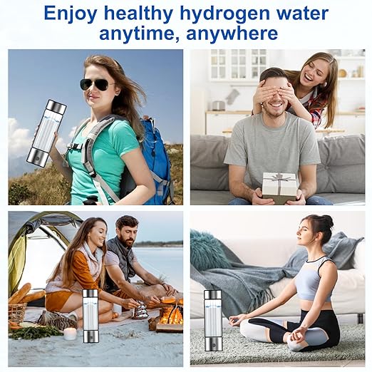Hydrogen Water Bottle,Hydrogen Water Bottle Generator Obtain Hydrogen Water in 3 Minutes,Hydrogen Bottle Water Adopting Membrane Separation Technology,Suitable for Office Gym Travel,Gift Silvery
