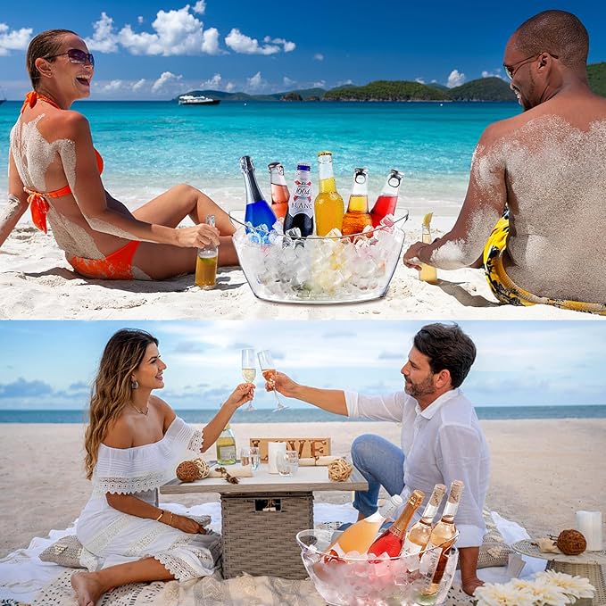 Ice Buckets for Parties: 2 PCS Acrylic Mimosa Bar Supplies with 2 Ice Scoop - 5.5 Liter Extra Large Clear Champagne Beverage Tub Cooler Bucket for Beer Sparkling Wine Cocktail