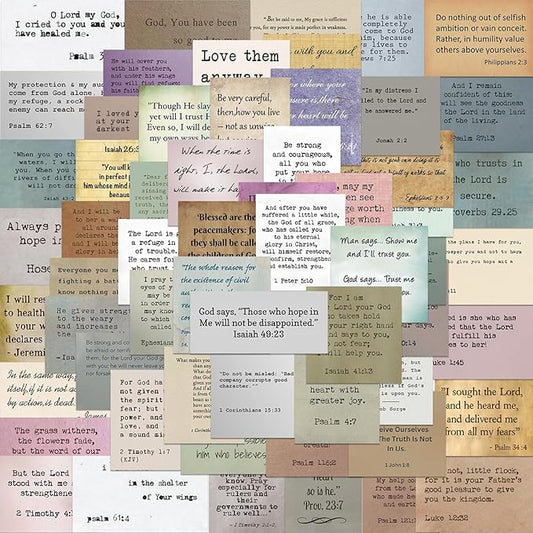 50Pcs Bible Stickers, Inspirational Retro Verse Christian Stickers, Quotes Bible Study Supplies for Tumbler Cup Water Bottle Laptop Phone Case Scrapbooking Skateboard Teens Aldult Kids