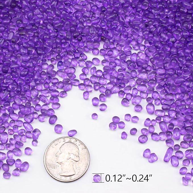 Keedolla Purple Aquarium Glass Pebbles Stones, 3 LB Aquarium Decorative Stones Fish Bowl Rocks Gravel for Betta Fish Tank, Vase Filler, Succulent Plants Decor