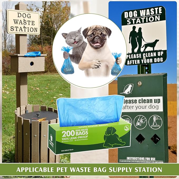 Sherr 20 Boxed Rolls 4000 Counts Dog Poop Bags Bulk Leak Proof Dog Waste Bags Universal Pet Doggy Waste Poop Box for Puppy Pets Outdoor Walking and Travel, 20 Rolls of 200(Blue)