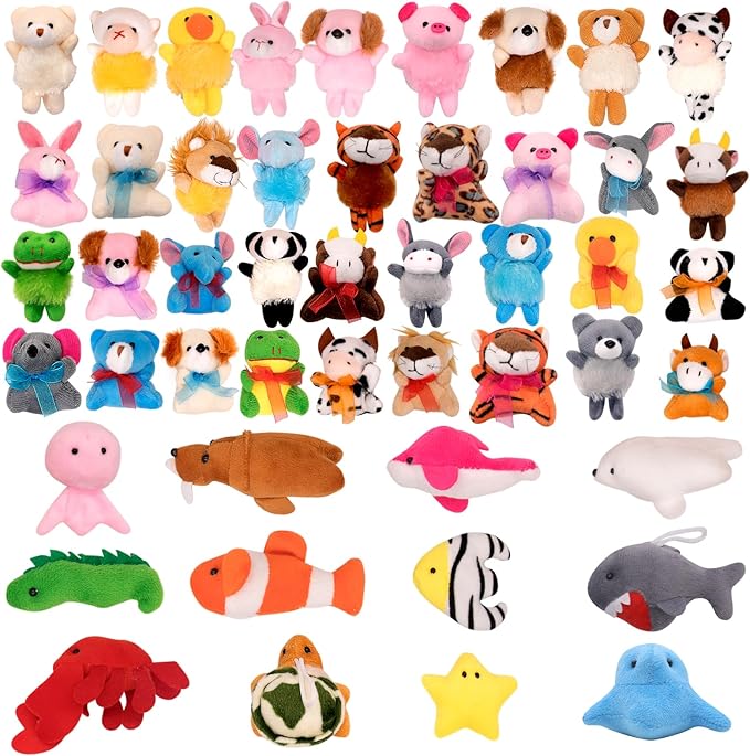 48 Pack Small Stuffed Animals Bulk Gifts for Kids (2.3/2"-2.5/3.5" Each), Party Favors Toys for Girls, Easter Basket Stuffers Christmas Stocking Plushies (48PCS)
