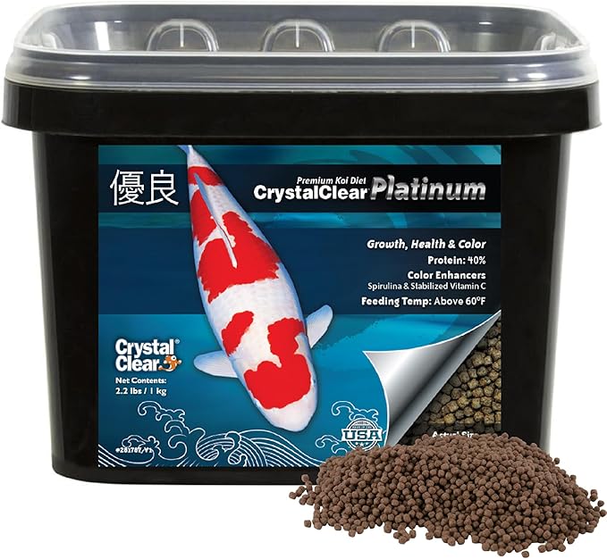 CrystalClear Platinum Fish Food, Premium Floating Pellets for Koi & Goldfish – Boost Growth, Color, and Wellness in Backyard Ponds & Water Gardens, 3mm Pellets, 2.2 Pounds