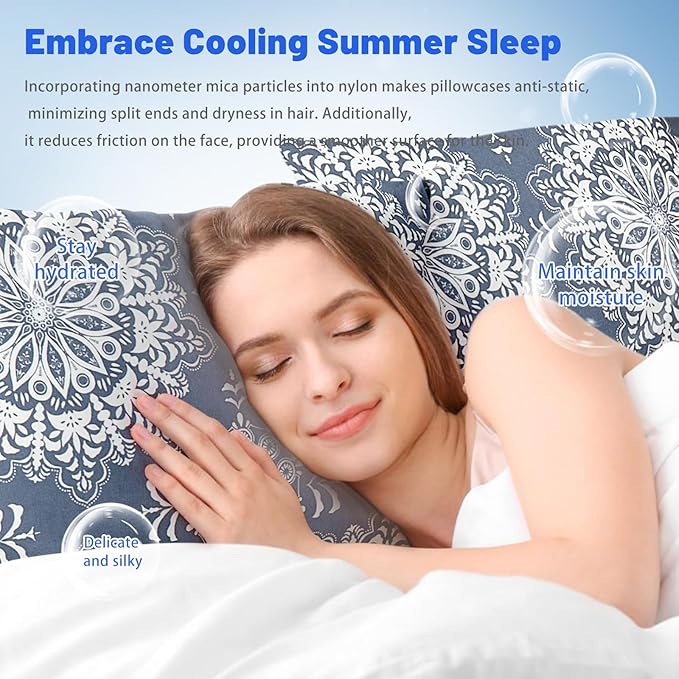 Cooling Pillow Cases for Hot Sleepers - Double Side Arc-Chill Q-Max>0.5 Cooling Fiber Cool Pillow Cases 2 Pack - Breathable Soft Cold Pillow Cases with Hidden Zipper (20" x 36")