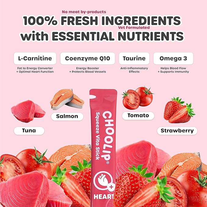 Squeeze Vita Stick Lickable Cat and Dog Treats – 49-Count Heart Support Sticks with Multivitamins, Soft Squeezable Paste for All Life Stages, Supporting Heart Health